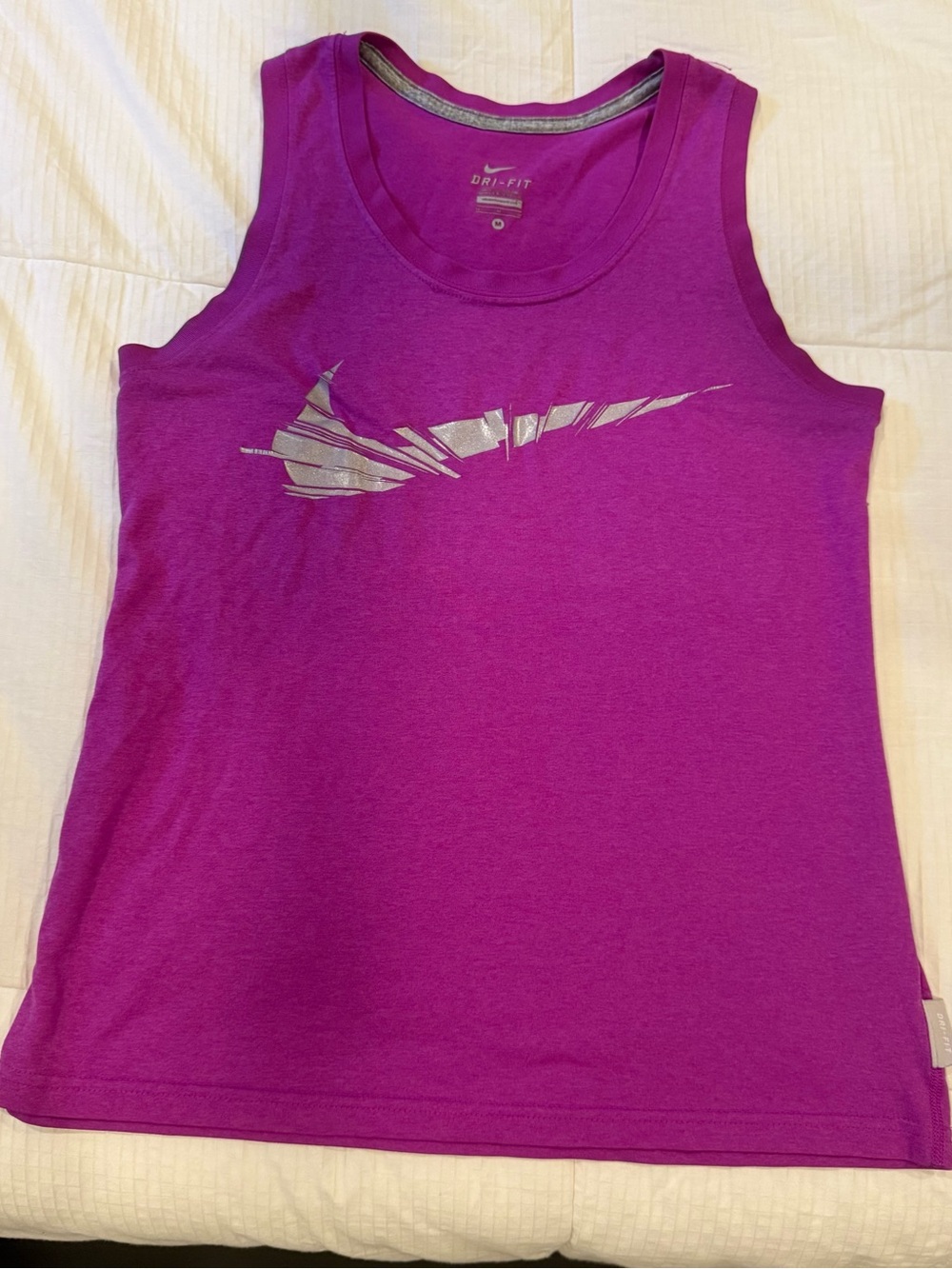 Nike Pink Dri-FIT Performance Tank with Silver Swoosh